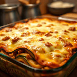 Low Carb Lasagne mit Zucchini-Scheiben statt Nudelblättern. Gesunde Low Carb Alternative zu normaler Lasagne.