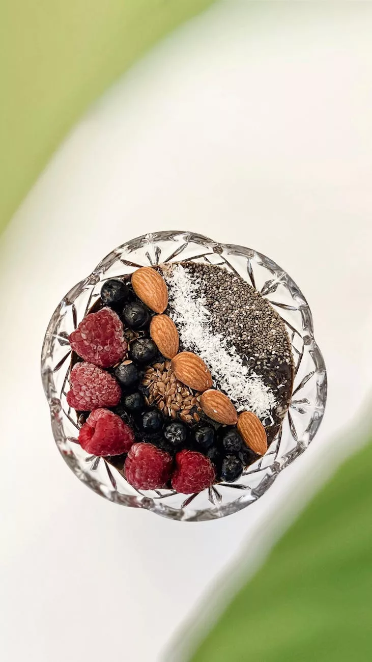 healthy smoothie bowl with berries and nuts