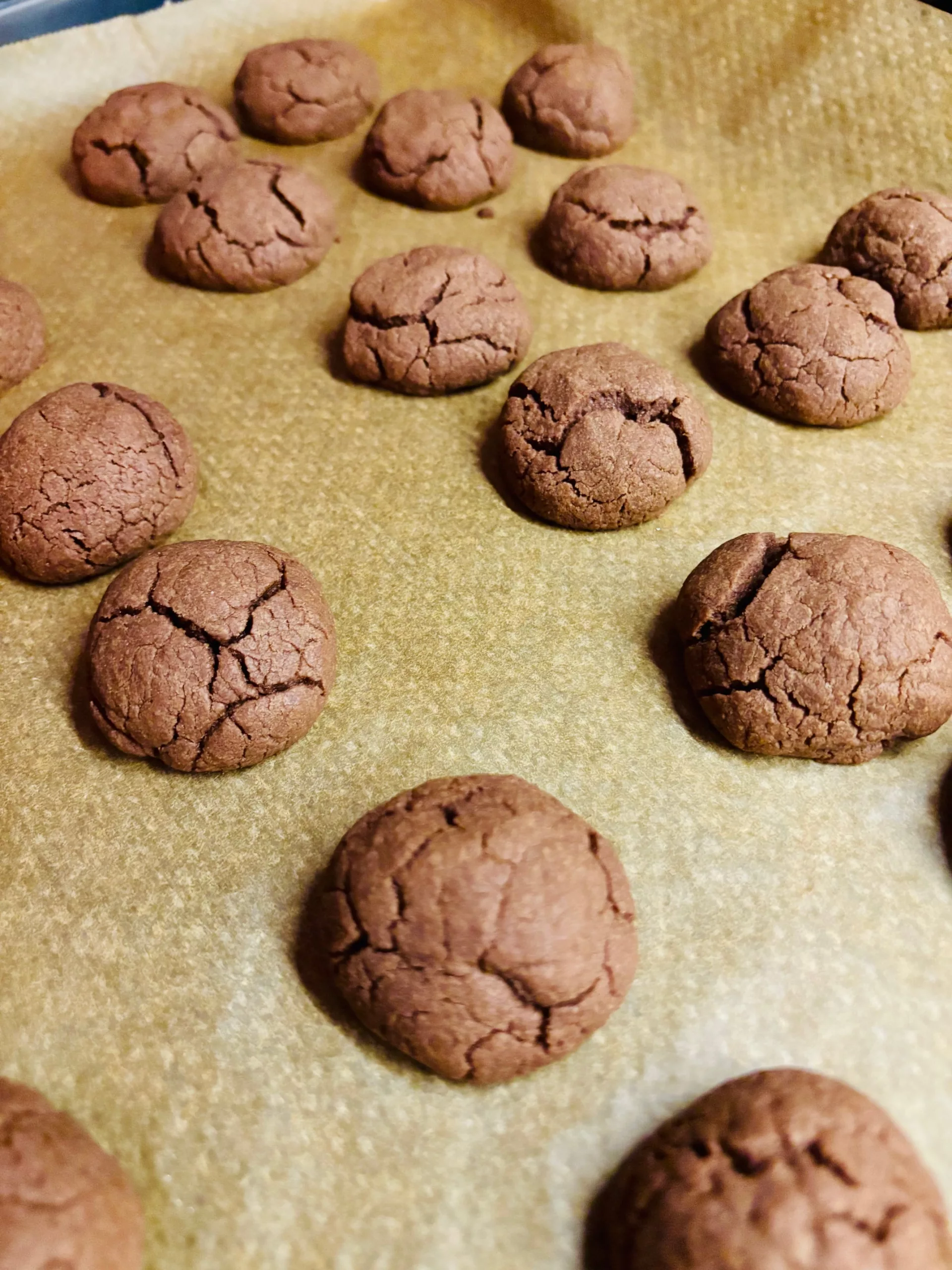 Nutella Plätzchen frisch gebacken auf dem Backblech